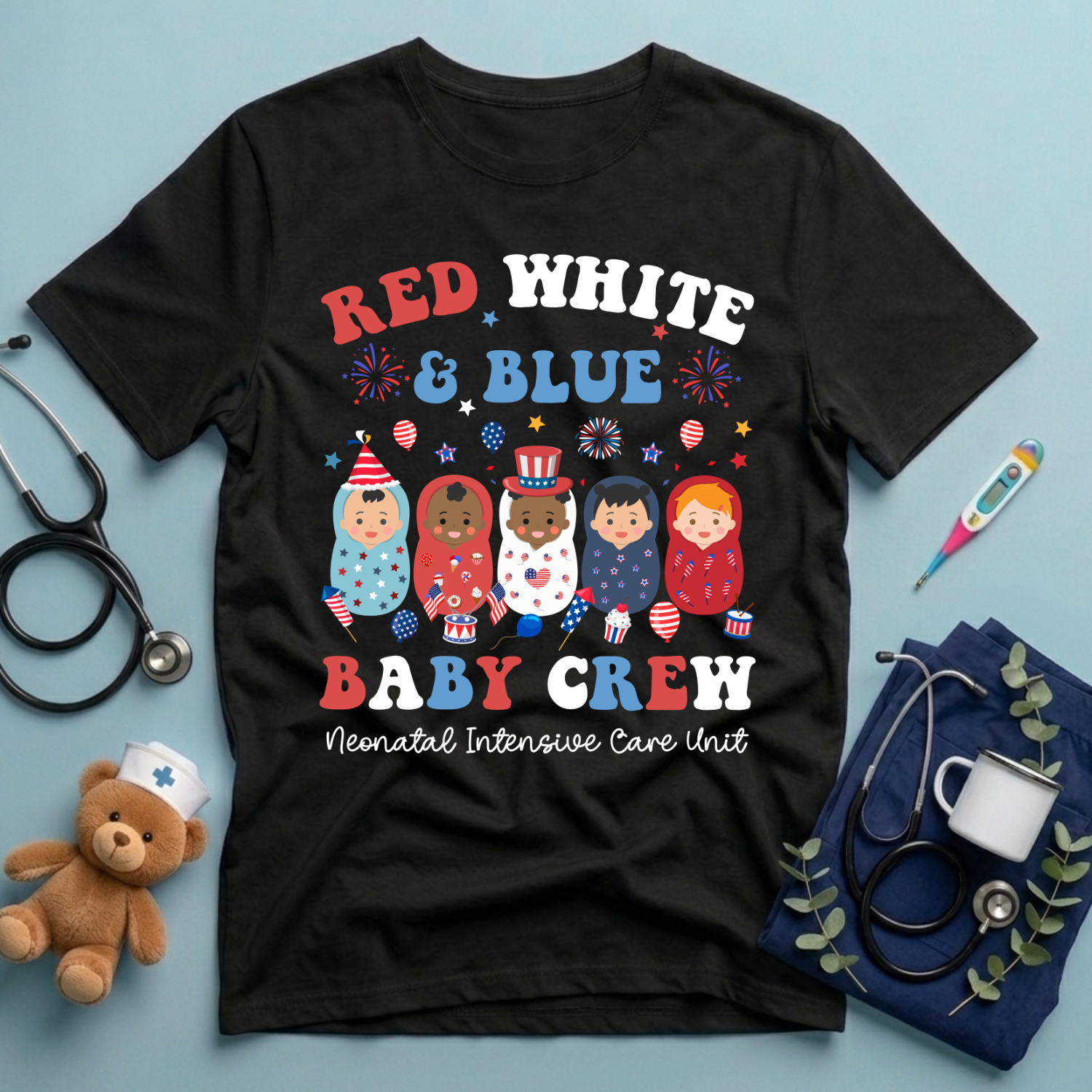 Red White Blue Baby Crew T-Shirt
