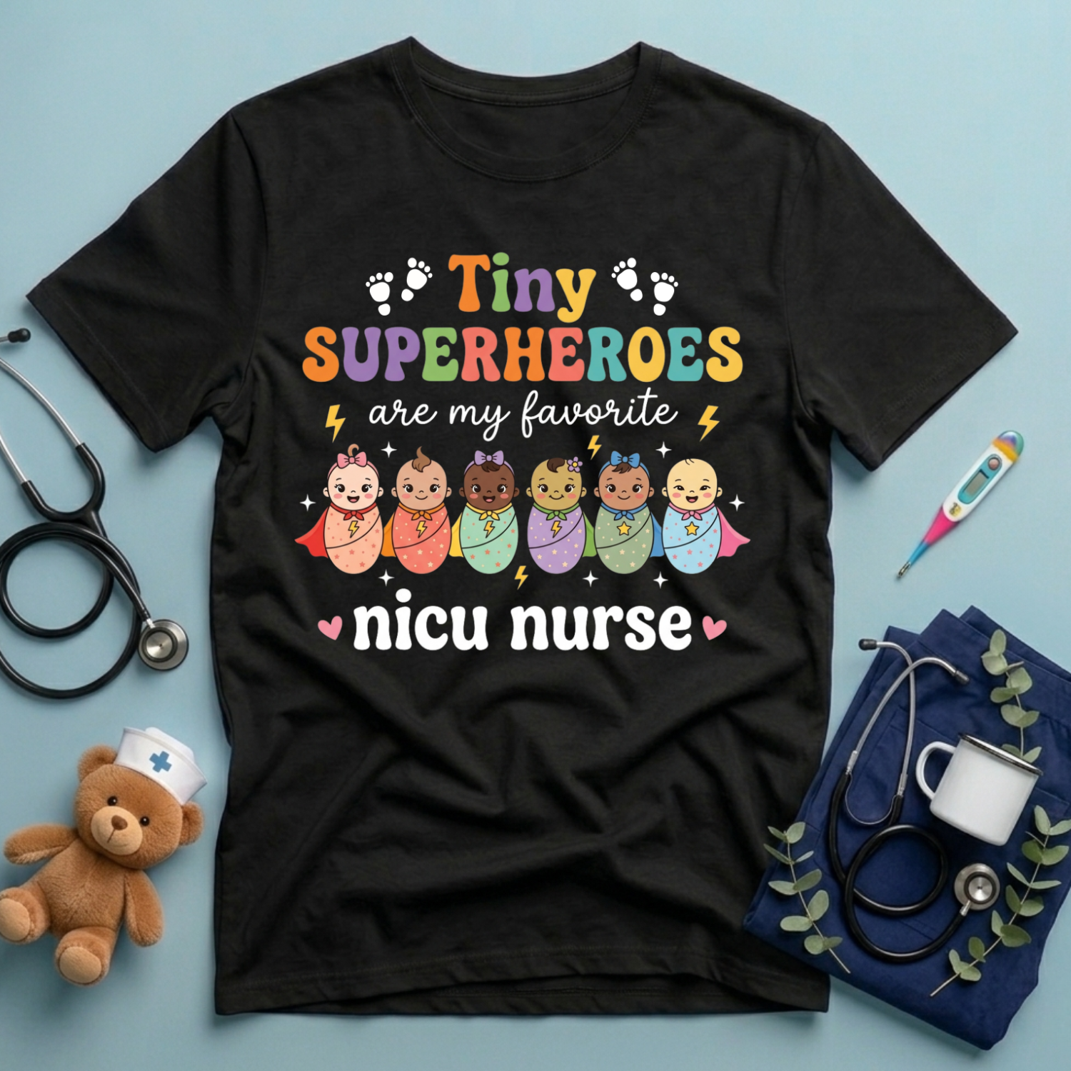 Tiny Superheroes NICU Nurse T-Shirt