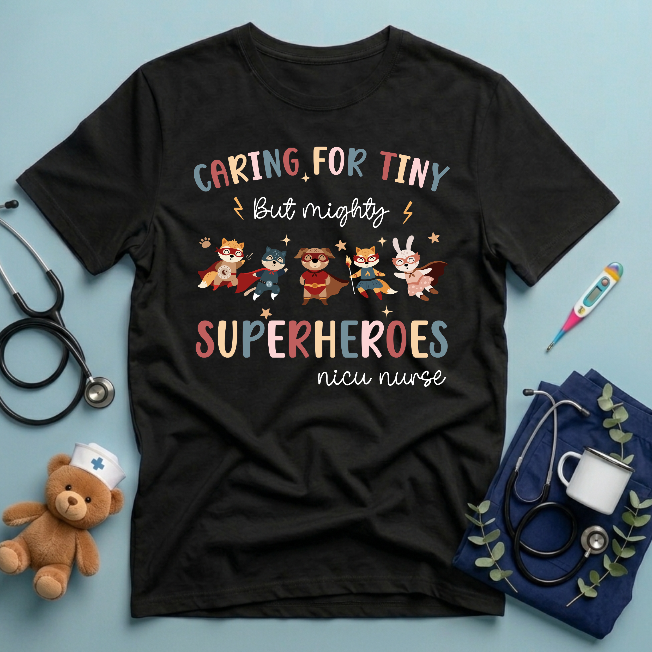 Caring For Superheroes Nicu Crew T-Shirt