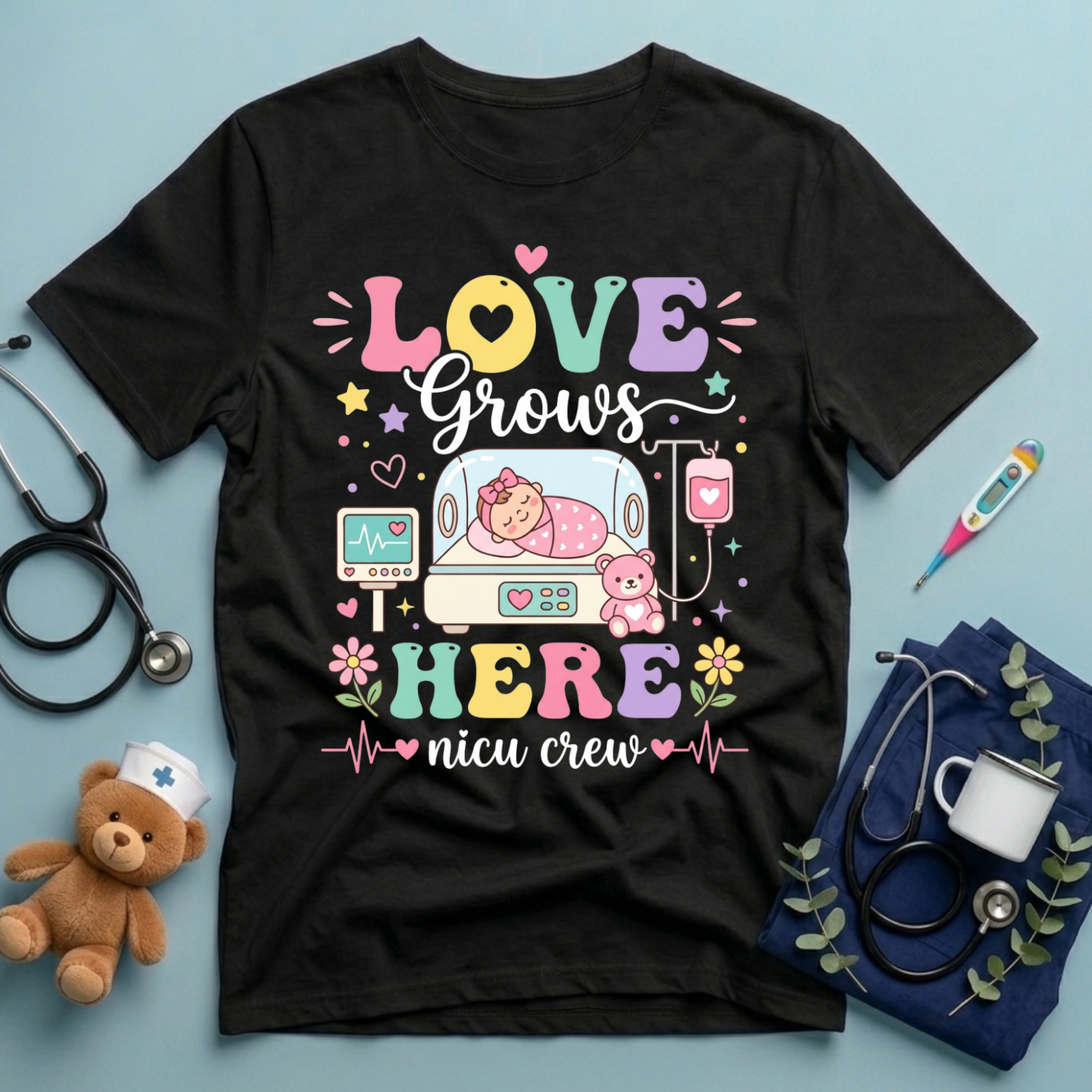 Love Grows Here Nicu Nurse T-Shirt