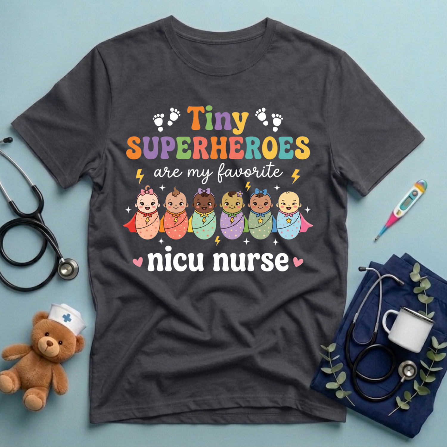 Tiny Superheroes NICU Nurse T-Shirt