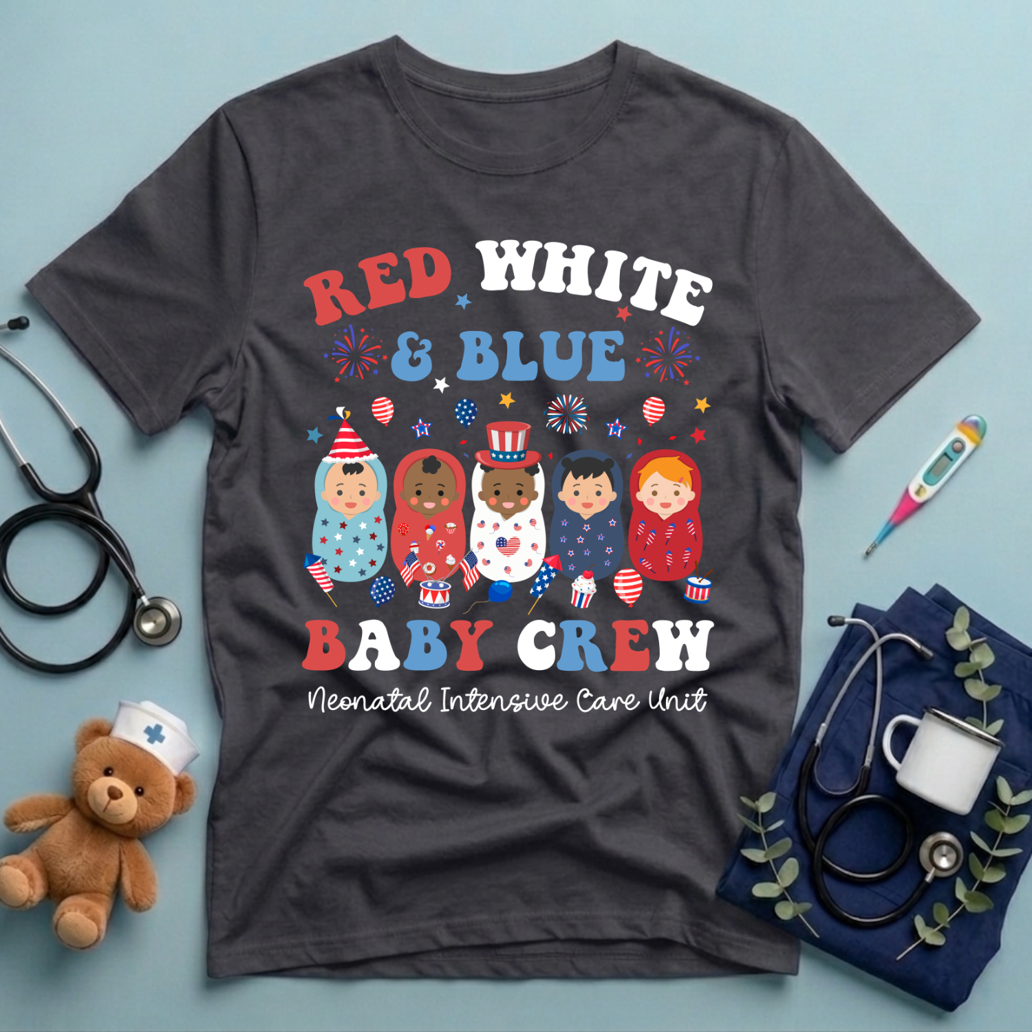 Red White Blue Baby Crew T-Shirt