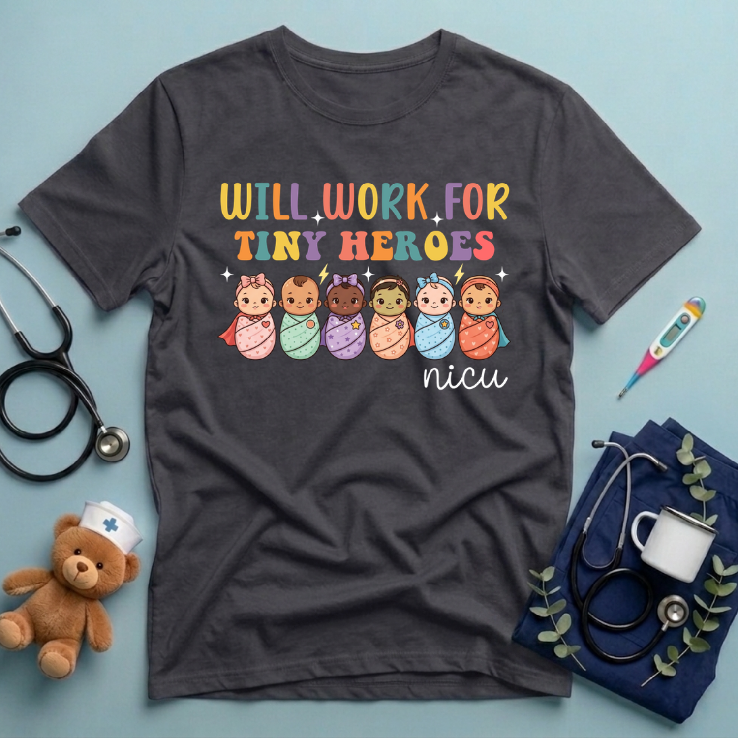 Will Work For Tiny Heroes T-Shirt