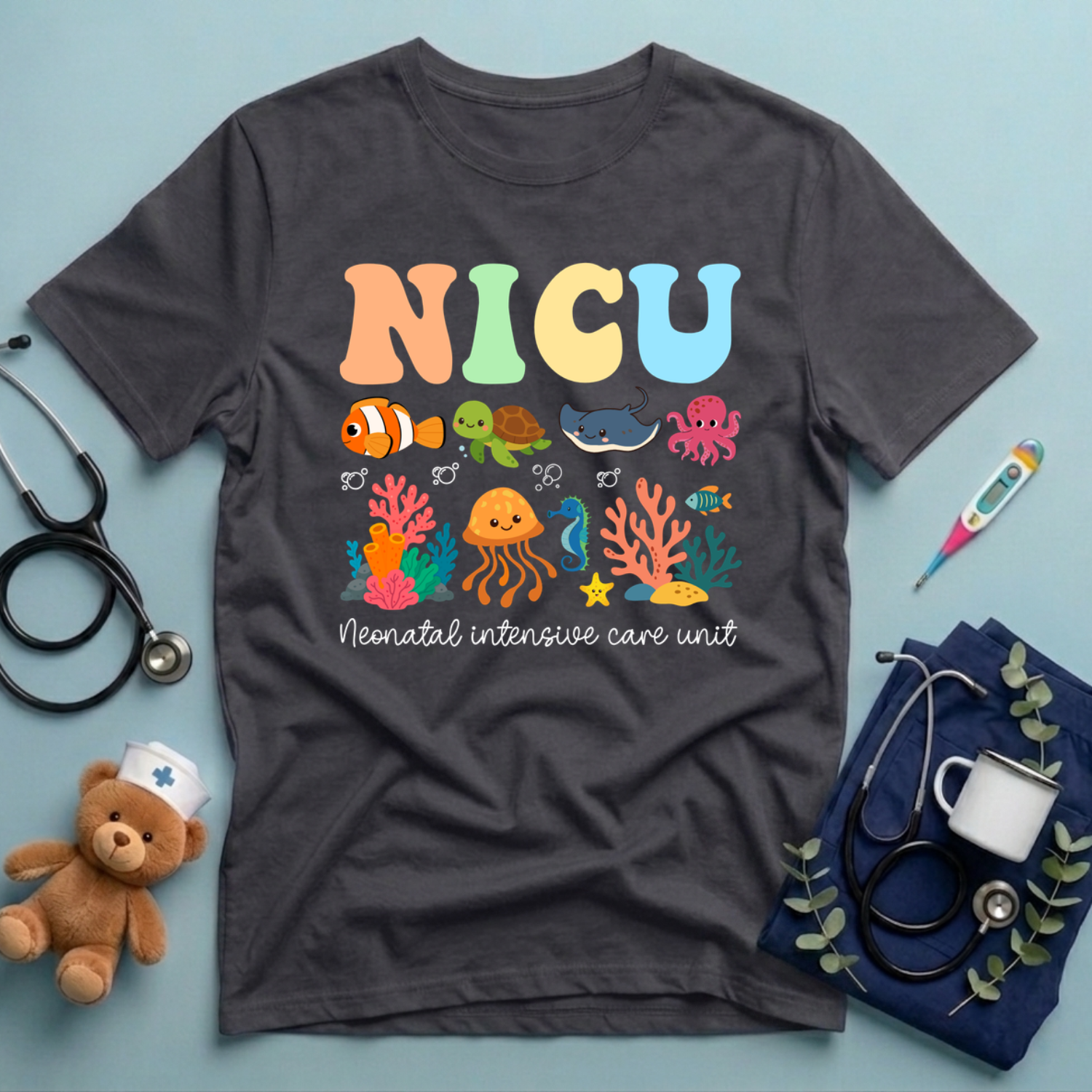 Cute Animals Sea NICU Nurse T-Shirt