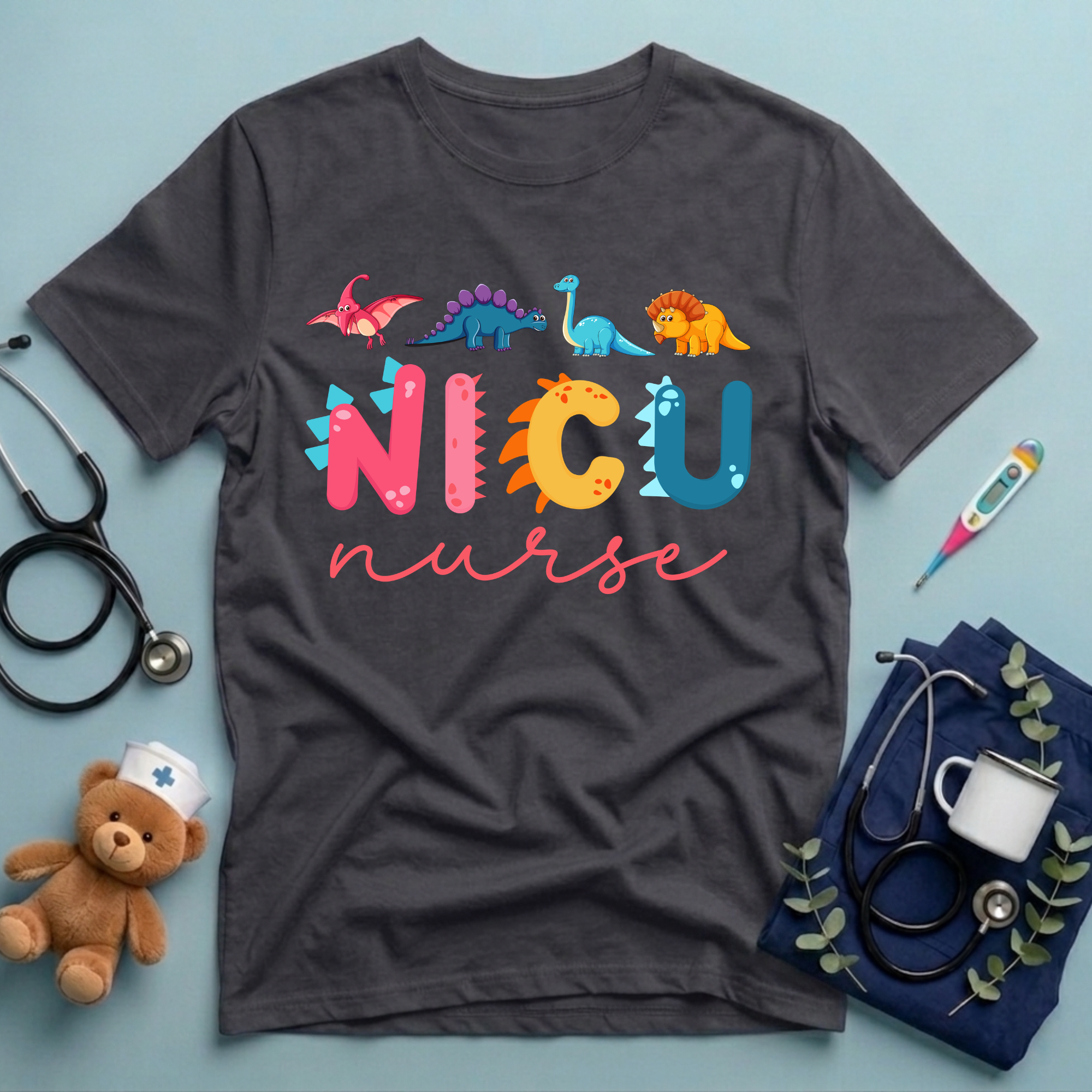 Cute NICU Nurse Dinosaur Shirt