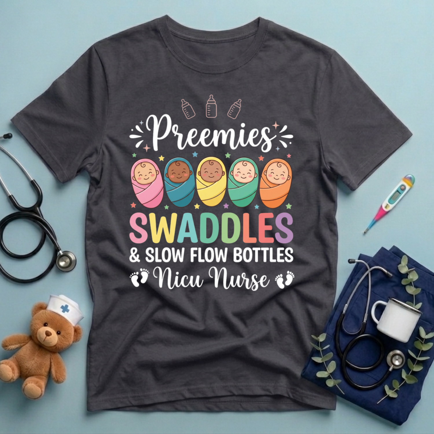 Preemies Swaddles NICU Nurse T-Shirt