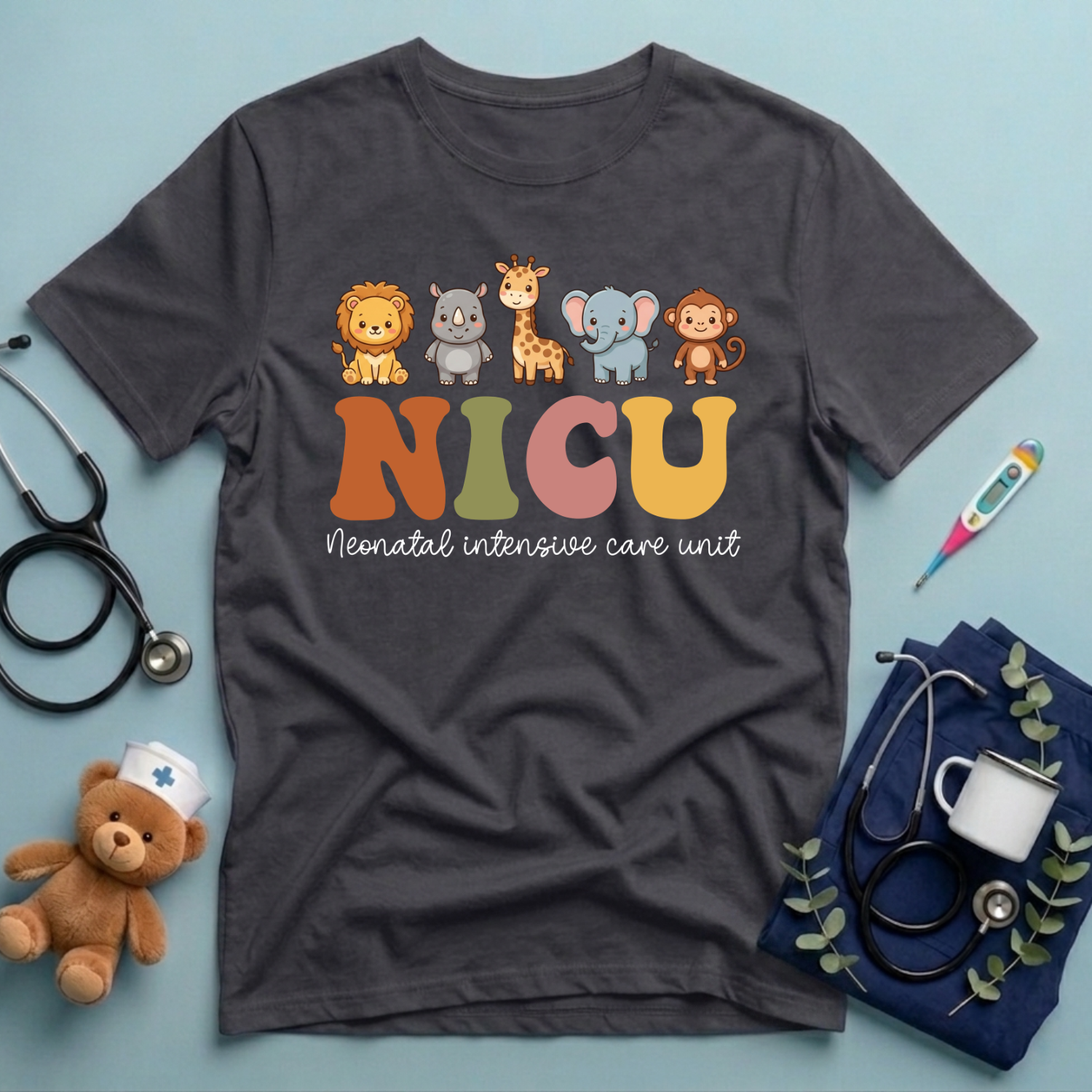 Cute Baby Animals NICU Nurse T-Shirt