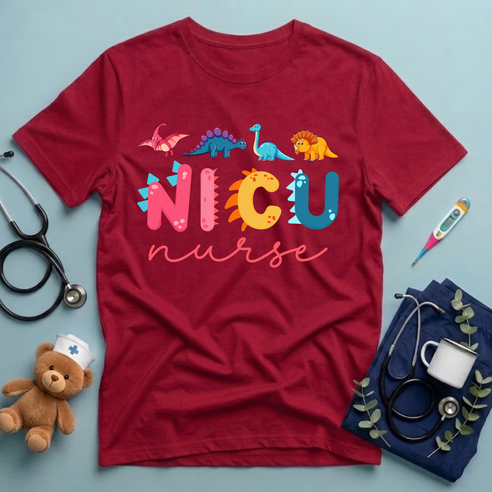 Cute NICU Nurse Dinosaur Shirt