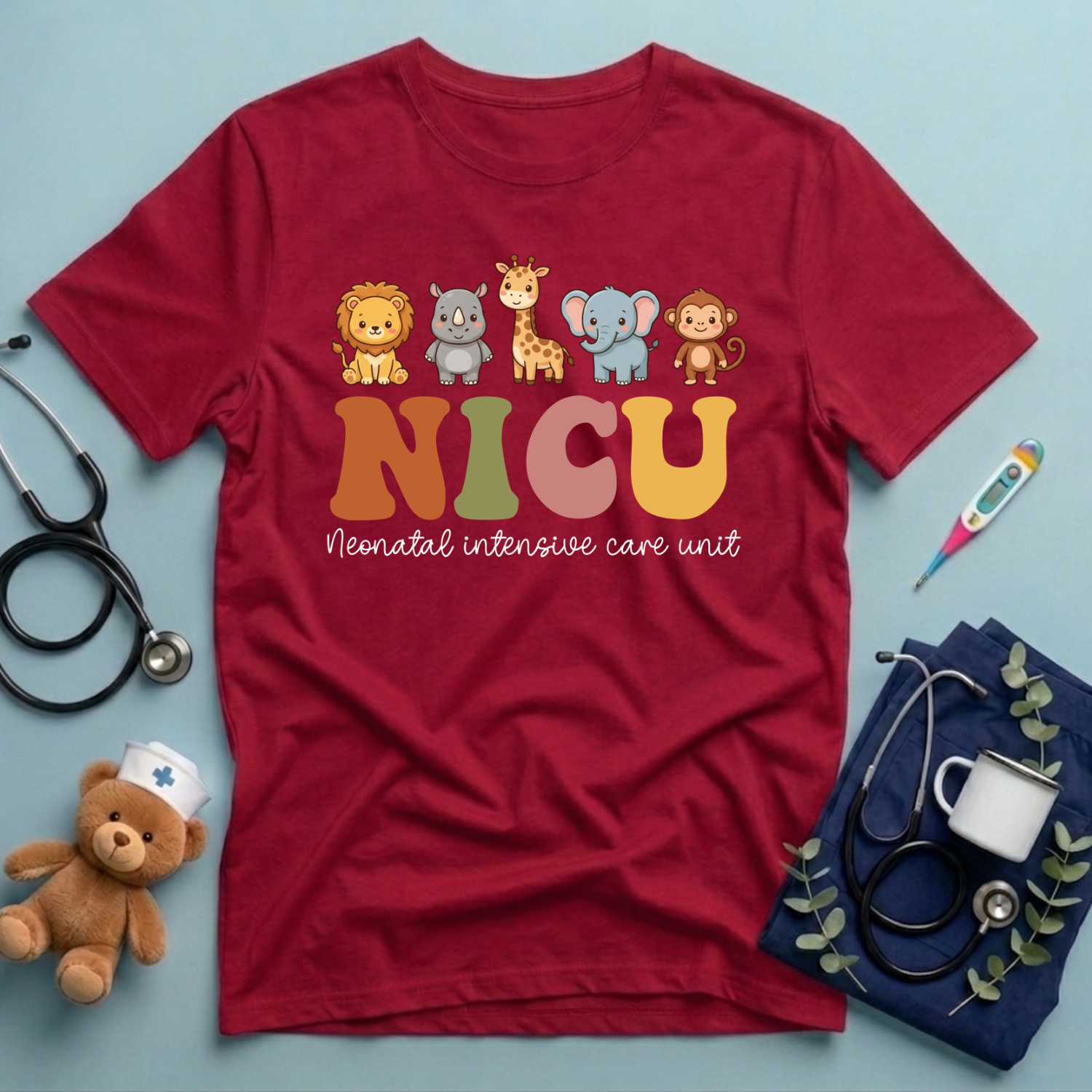 Cute Baby Animals NICU Nurse T-Shirt