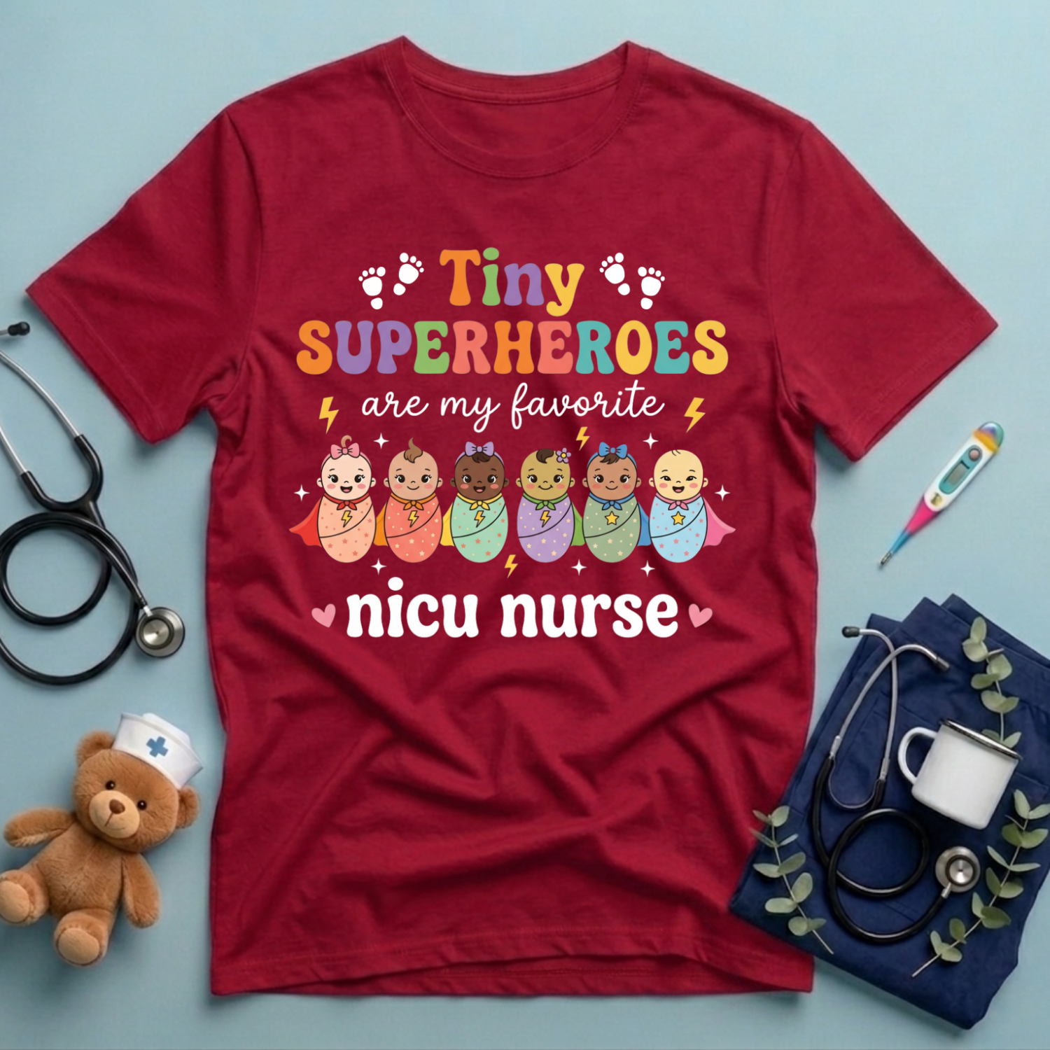 Tiny Superheroes NICU Nurse T-Shirt