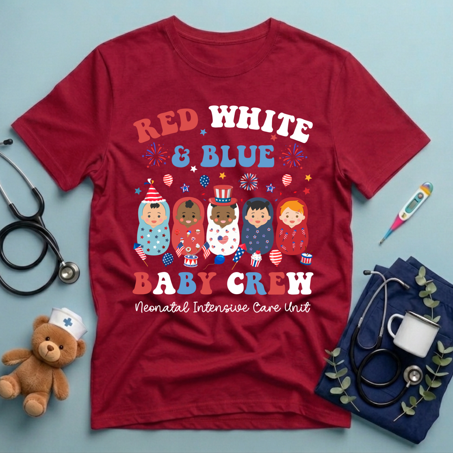 Red White Blue Baby Crew T-Shirt