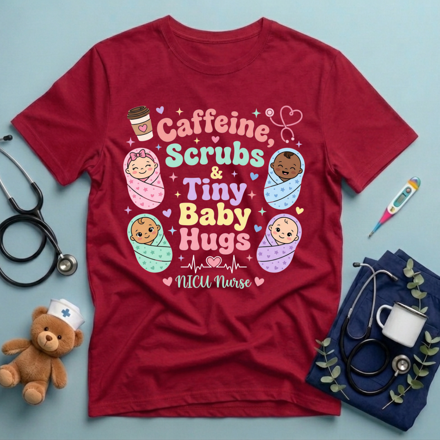 Coffee & Baby Hugs NICU Nurse T-Shirt