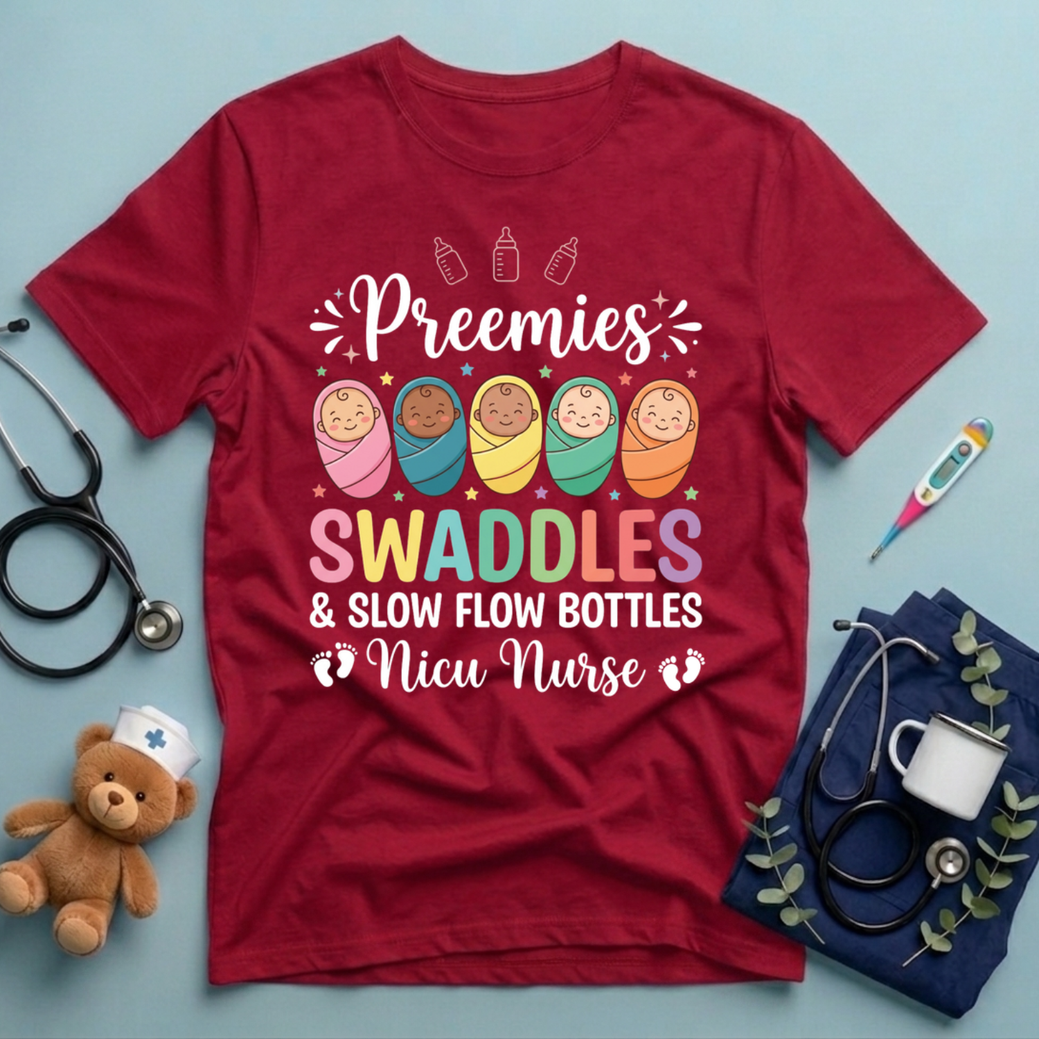 Preemies Swaddles NICU Nurse T-Shirt