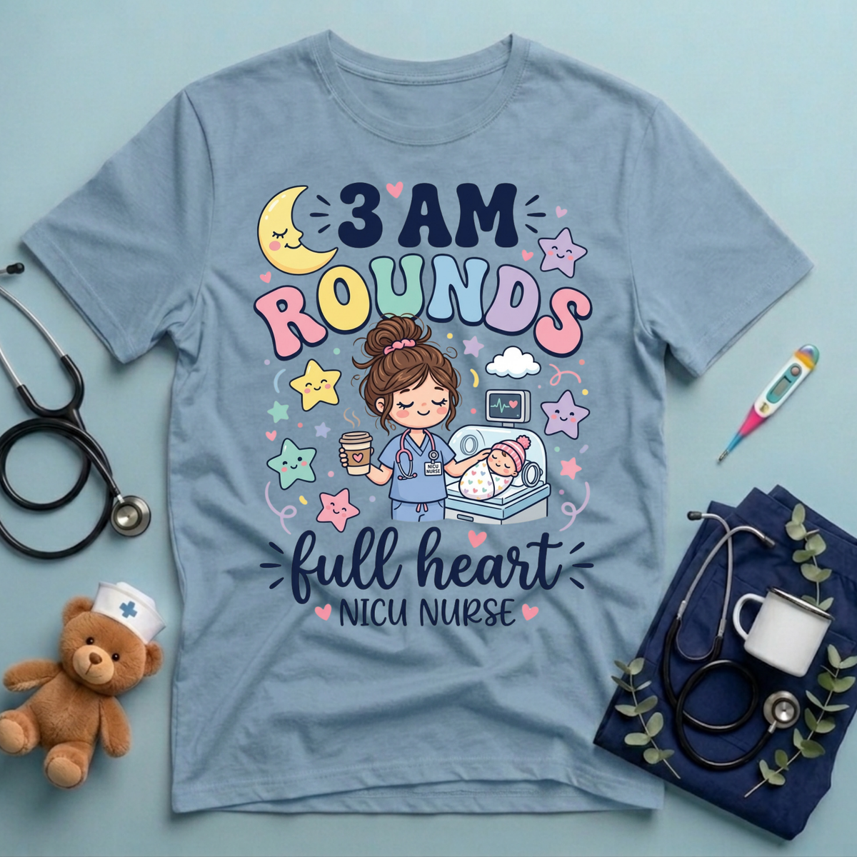 3 AM Rounds Full Heart NICU T-Shirt