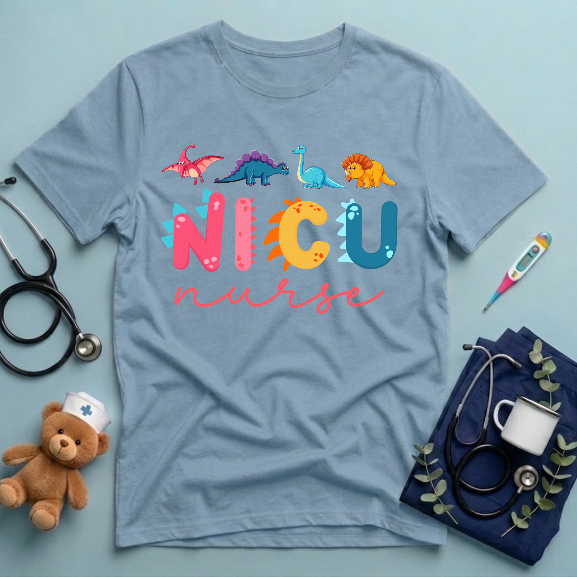 Cute NICU Nurse Dinosaur Shirt