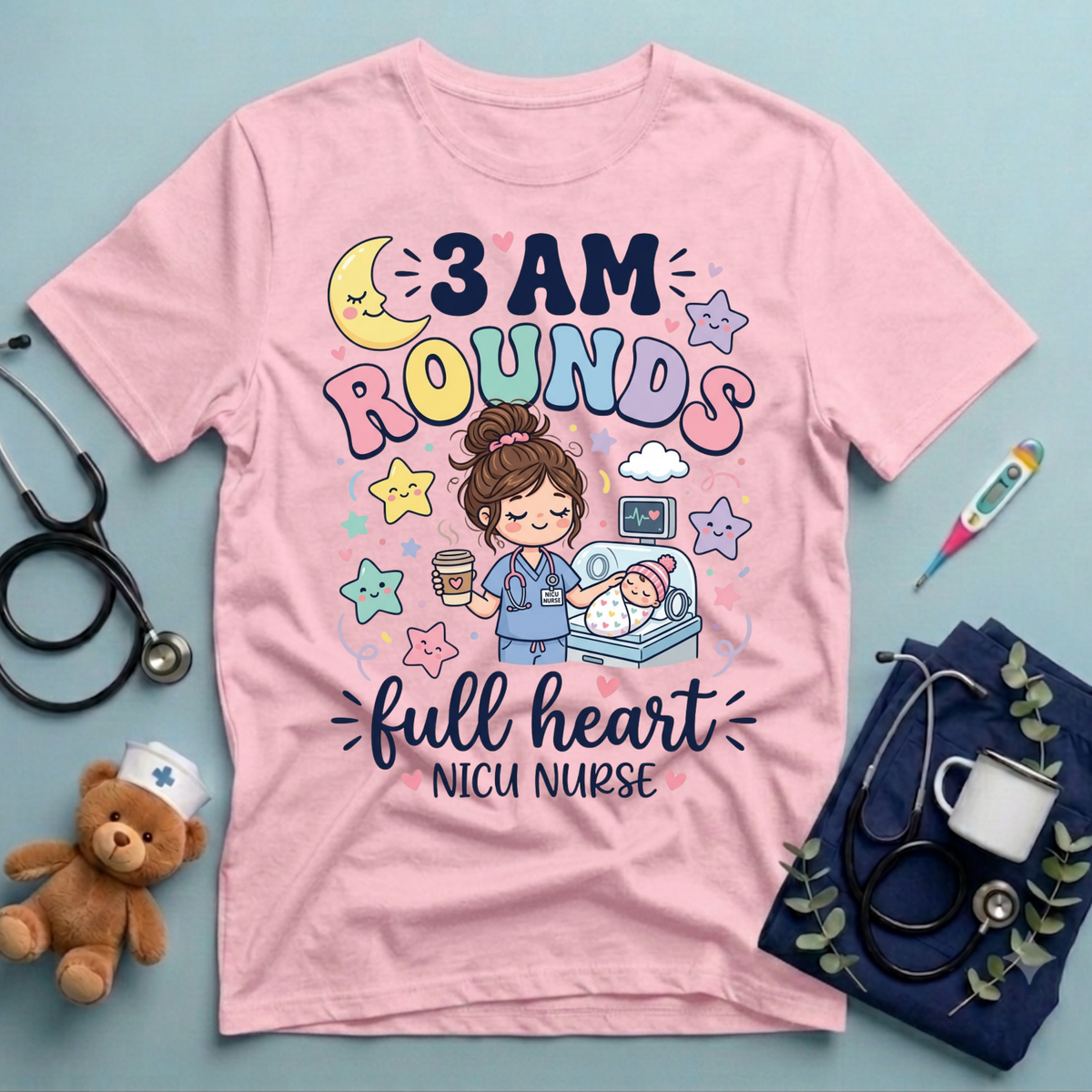 3 AM Rounds Full Heart NICU T-Shirt