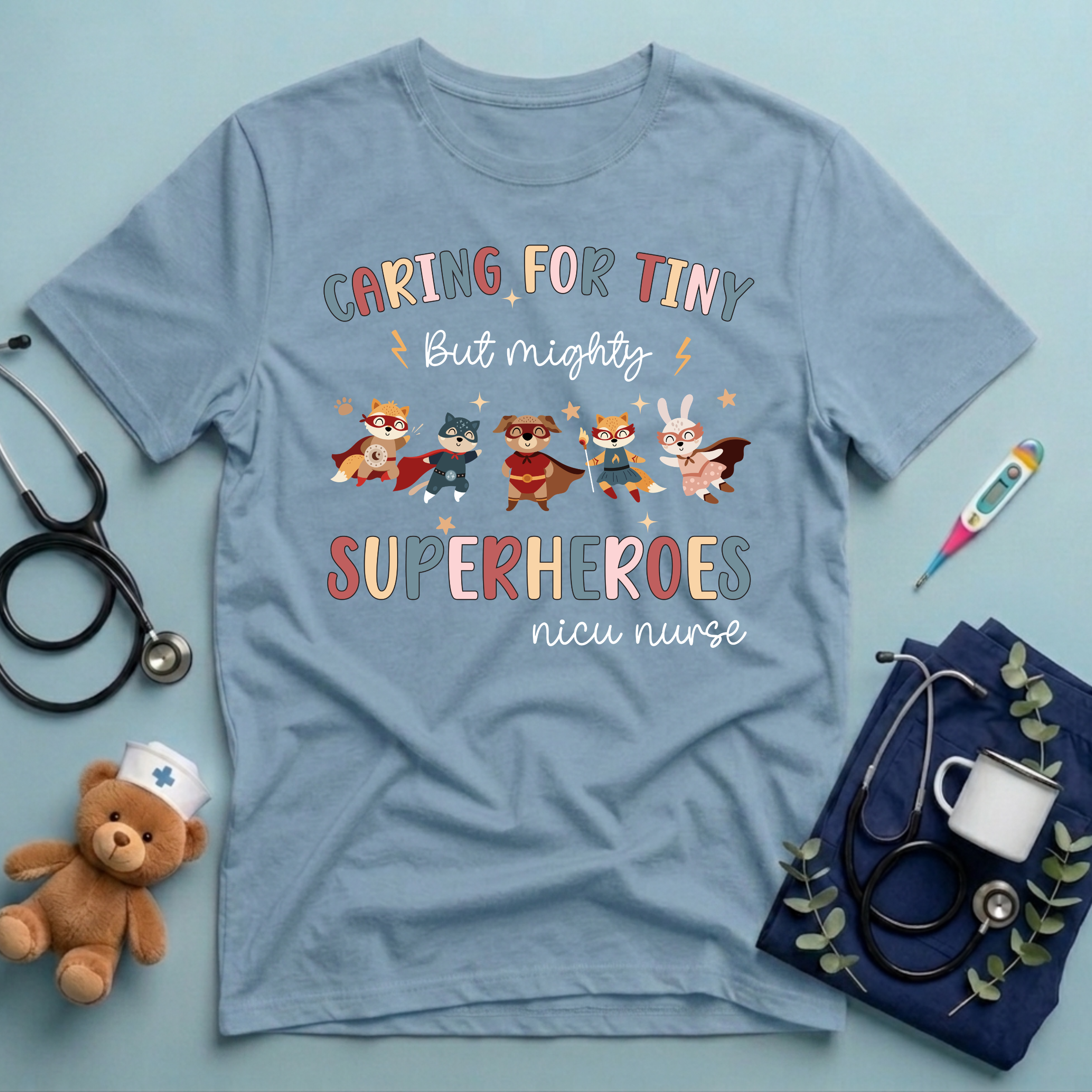 Caring For Superheroes Nicu Crew T-Shirt