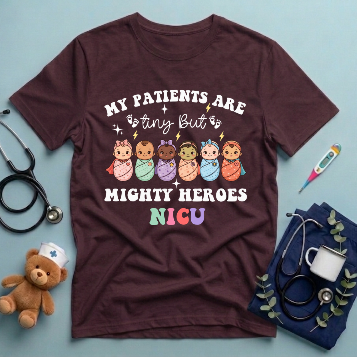 Tiny heroes NICU Nurse T-Shirt
