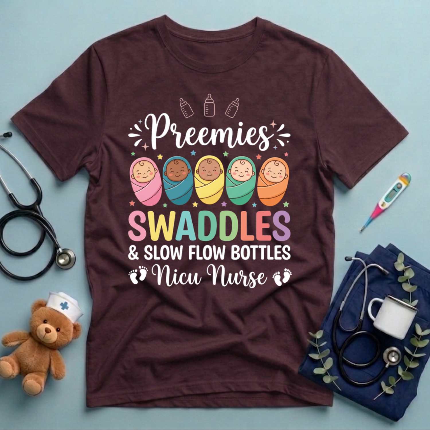 Preemies Swaddles NICU Nurse T-Shirt