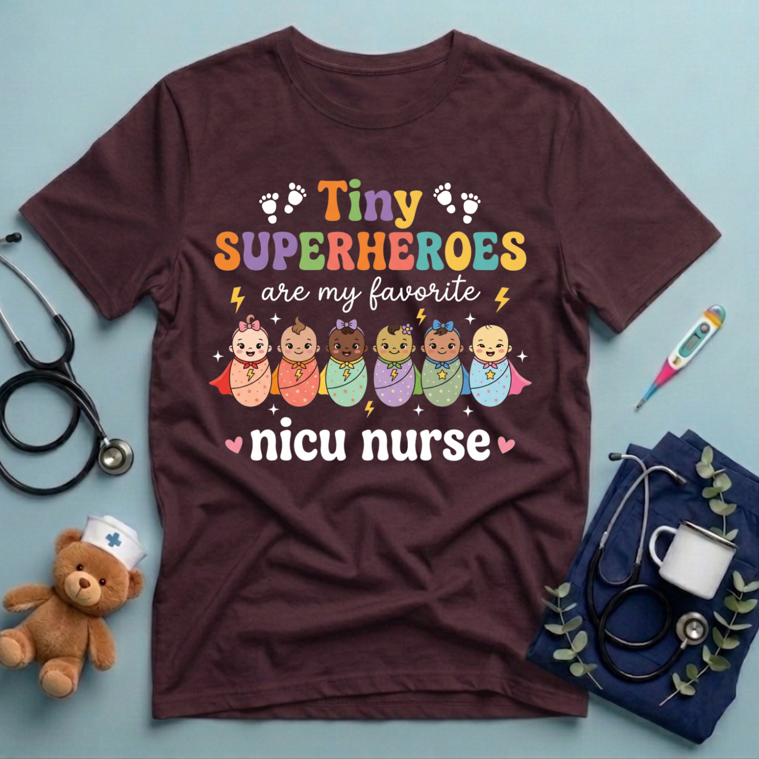 Tiny Superheroes NICU Nurse T-Shirt