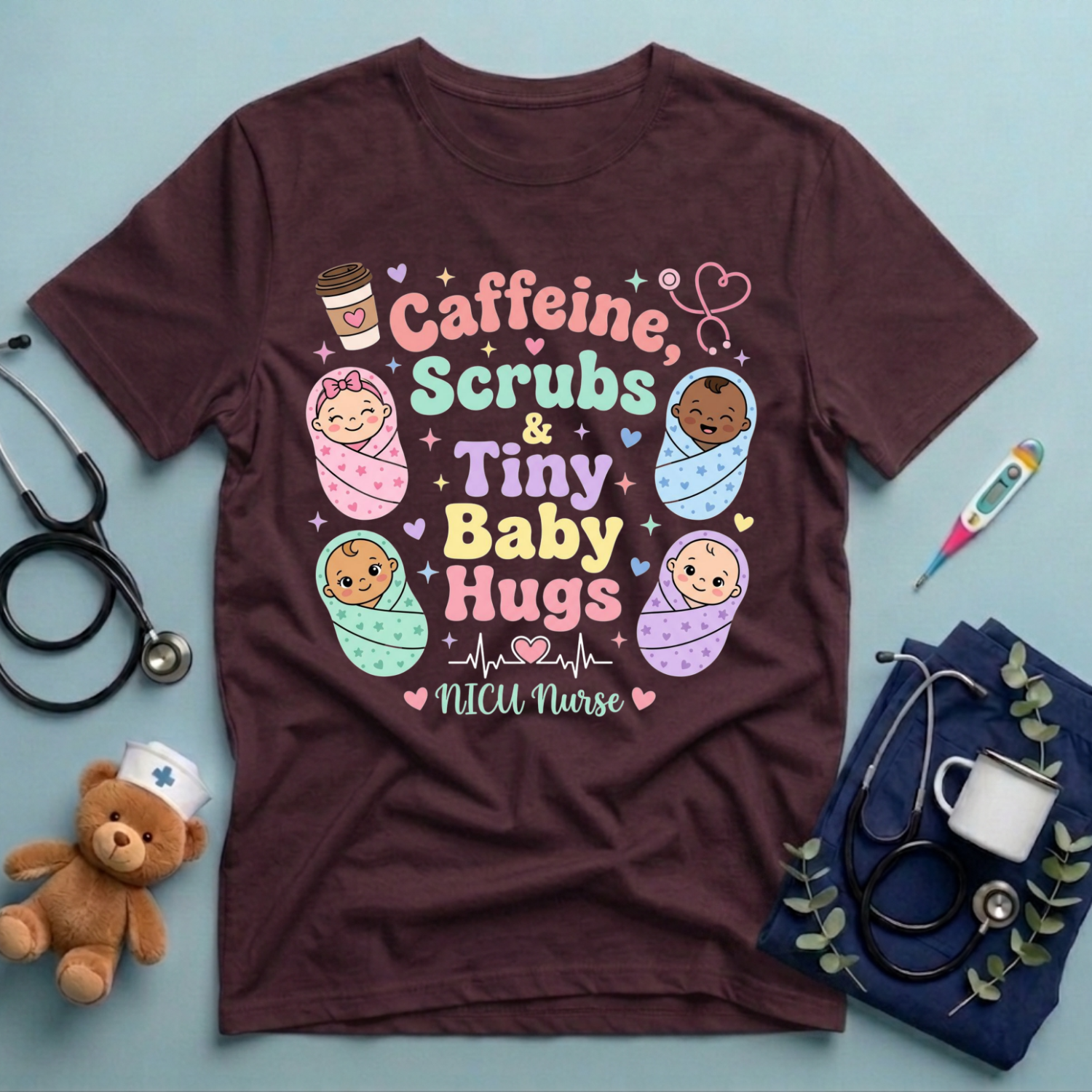 Coffee & Baby Hugs NICU Nurse T-Shirt