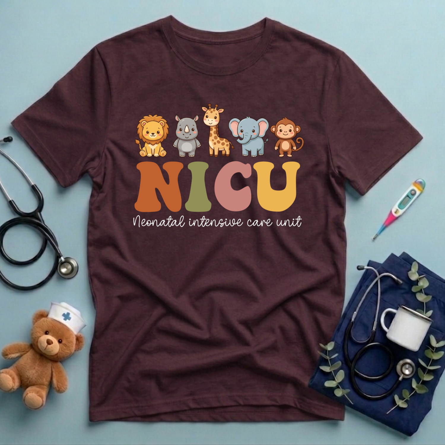 Cute Baby Animals NICU Nurse T-Shirt