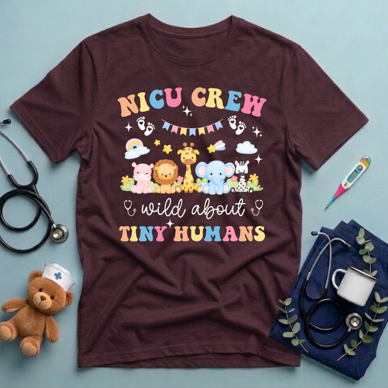 NICU Crew Safari Animals T-Shirt