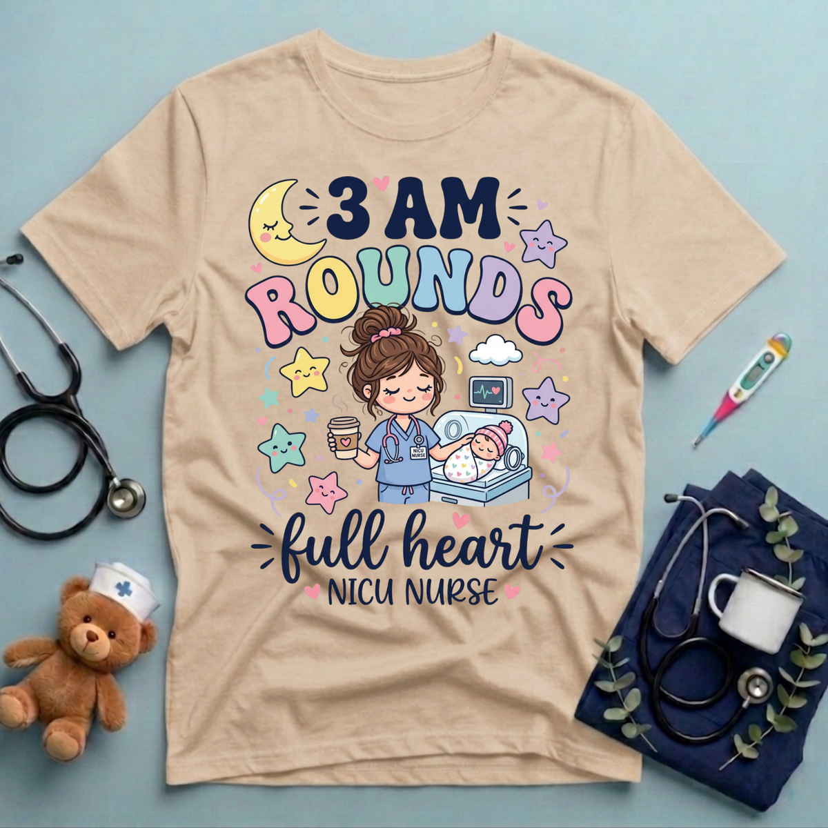 3 AM Rounds Full Heart NICU T-Shirt