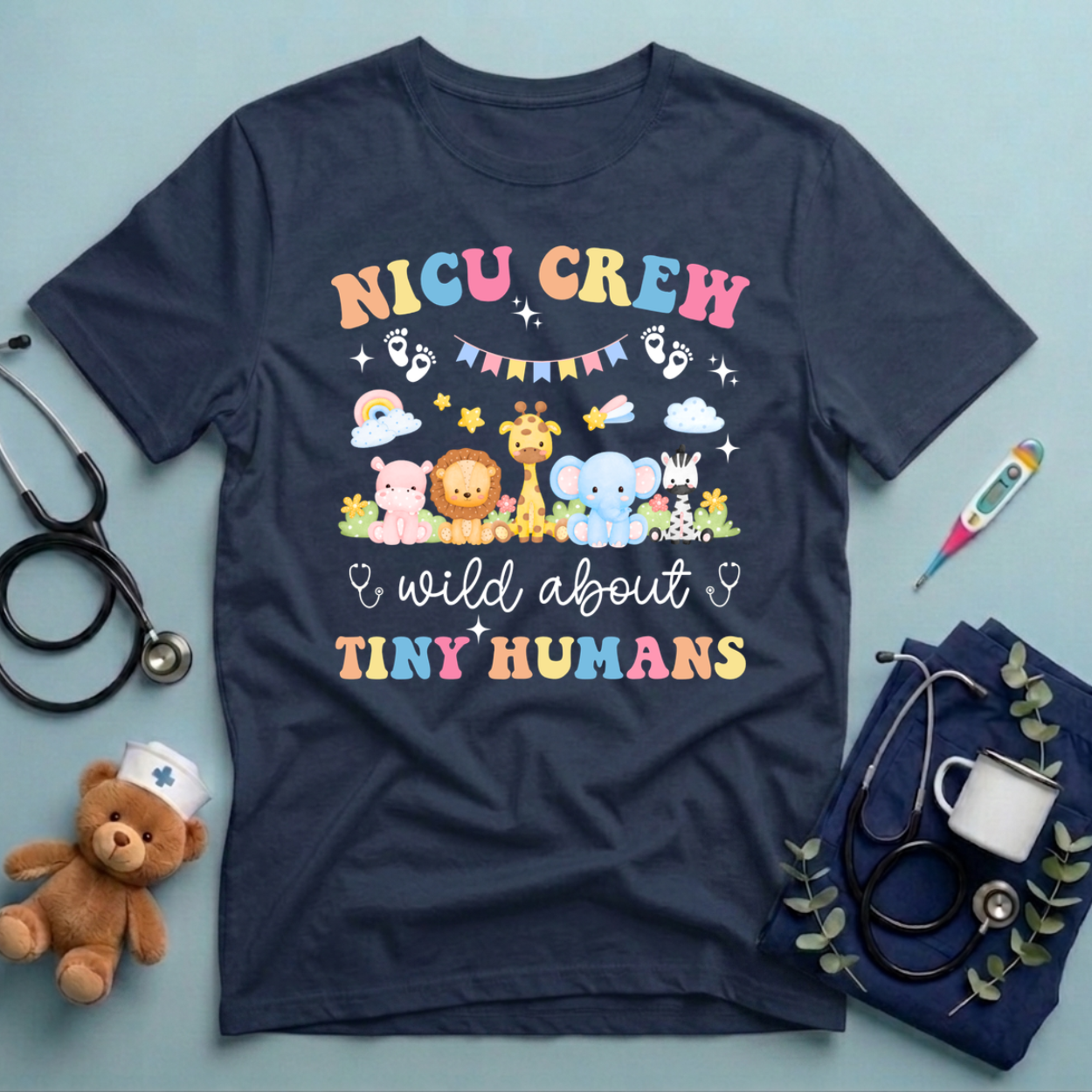NICU Crew Safari Animals T-Shirt