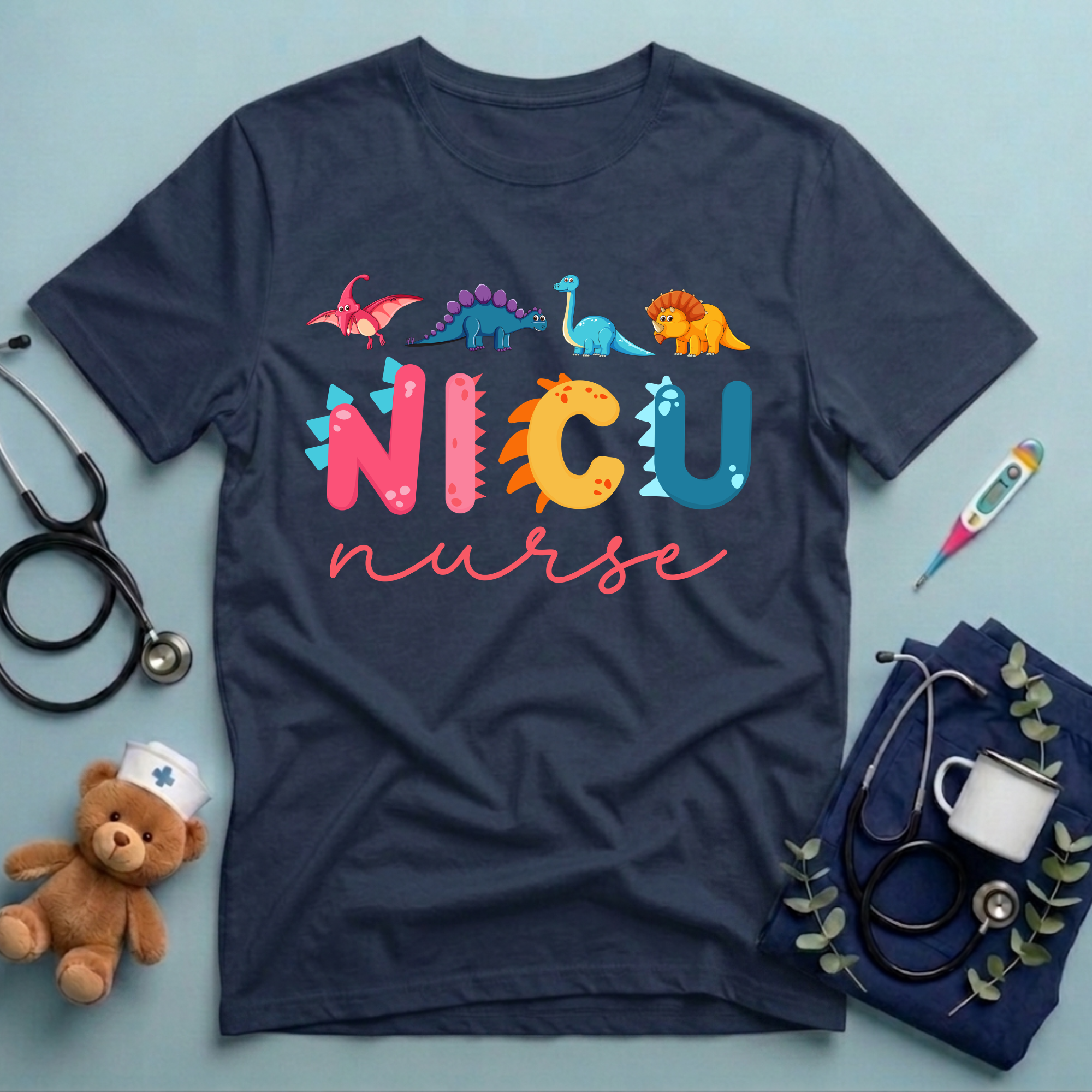 Cute NICU Nurse Dinosaur Shirt