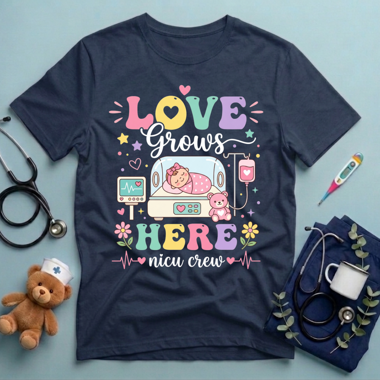 Love Grows Here Nicu Nurse T-Shirt