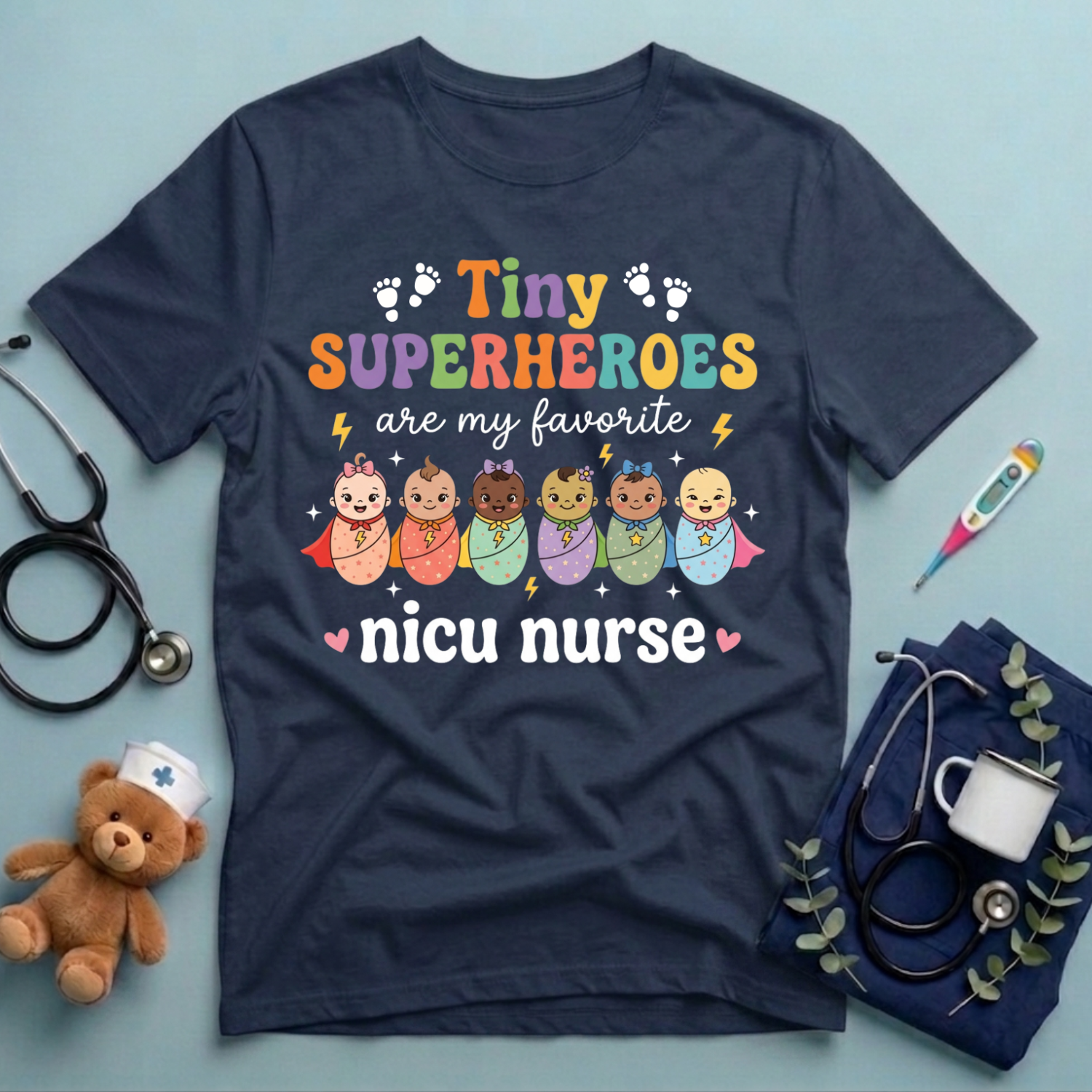 Tiny Superheroes NICU Nurse T-Shirt