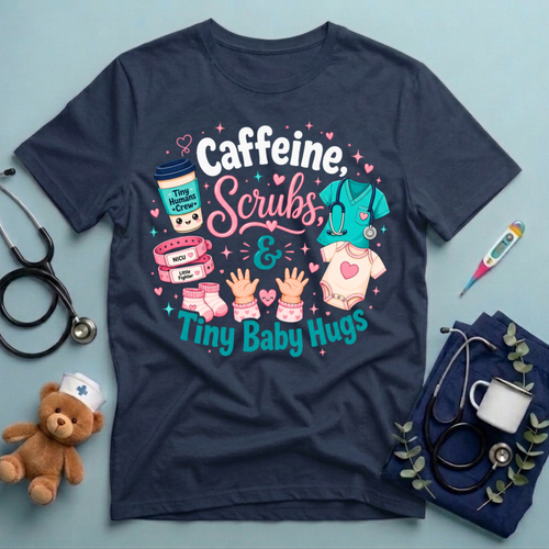 Caffeine Scrubs Tiny Baby Hugs T-Shirt