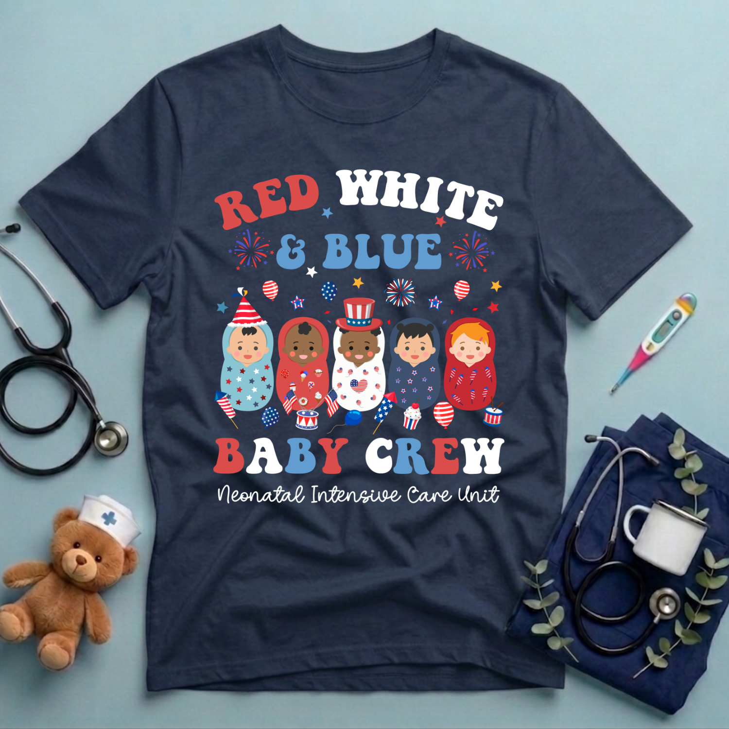 Red White Blue Baby Crew T-Shirt