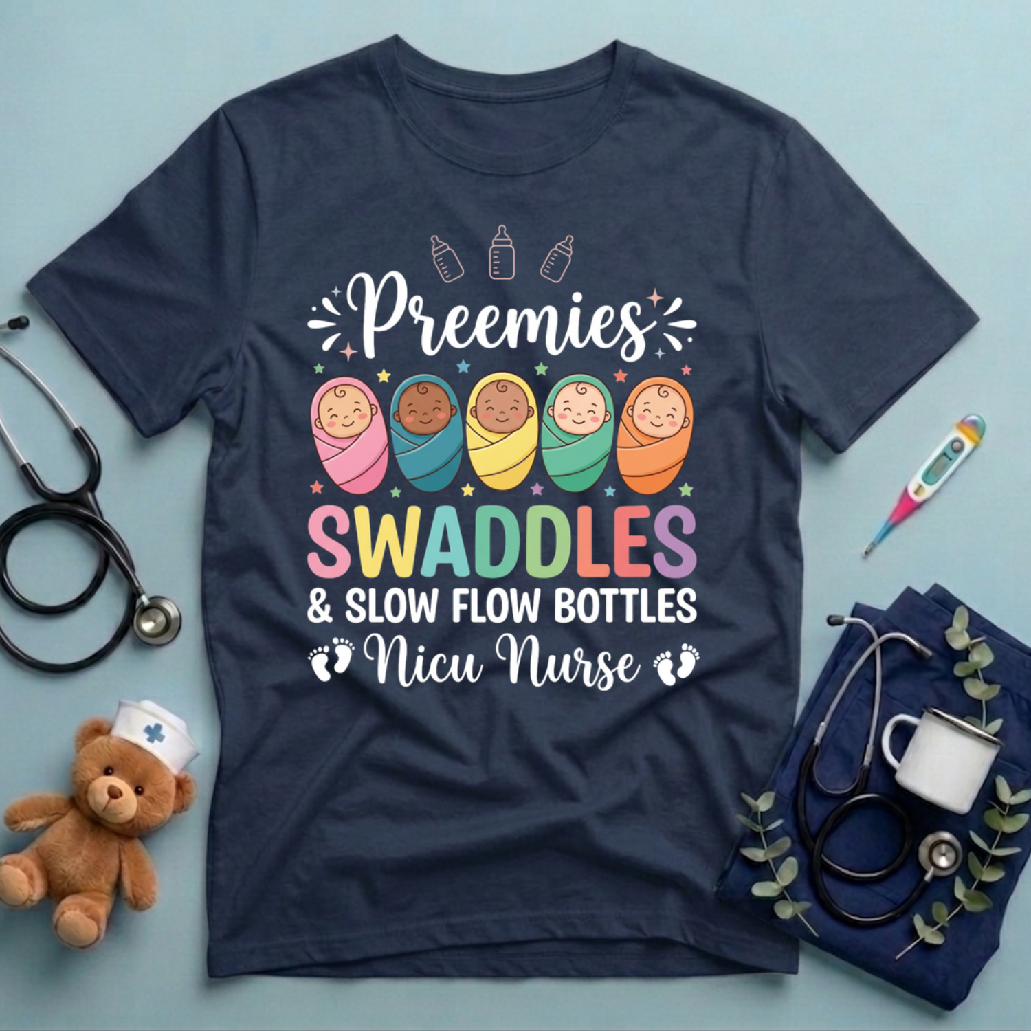 Preemies Swaddles NICU Nurse T-Shirt