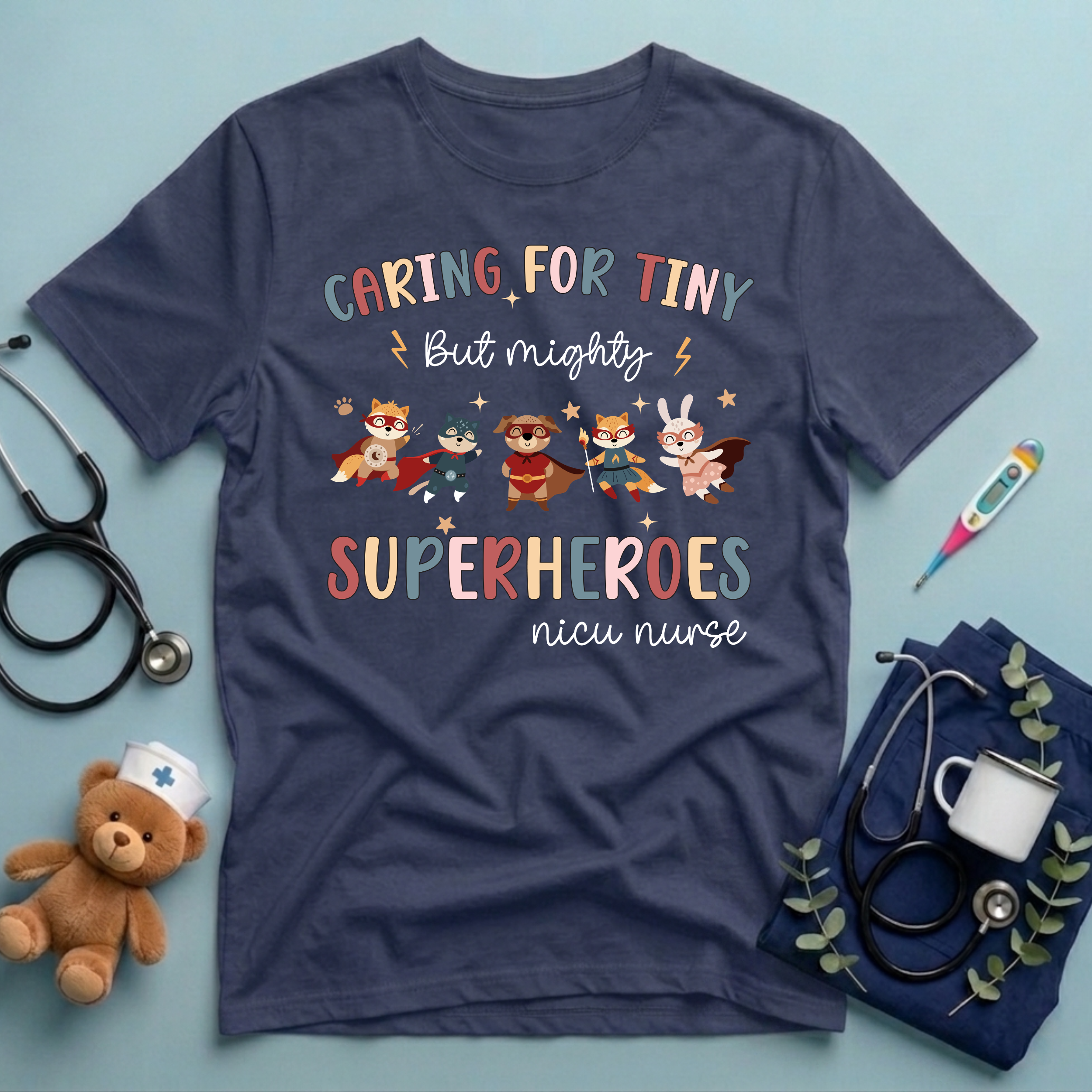 Caring For Superheroes Nicu Crew T-Shirt