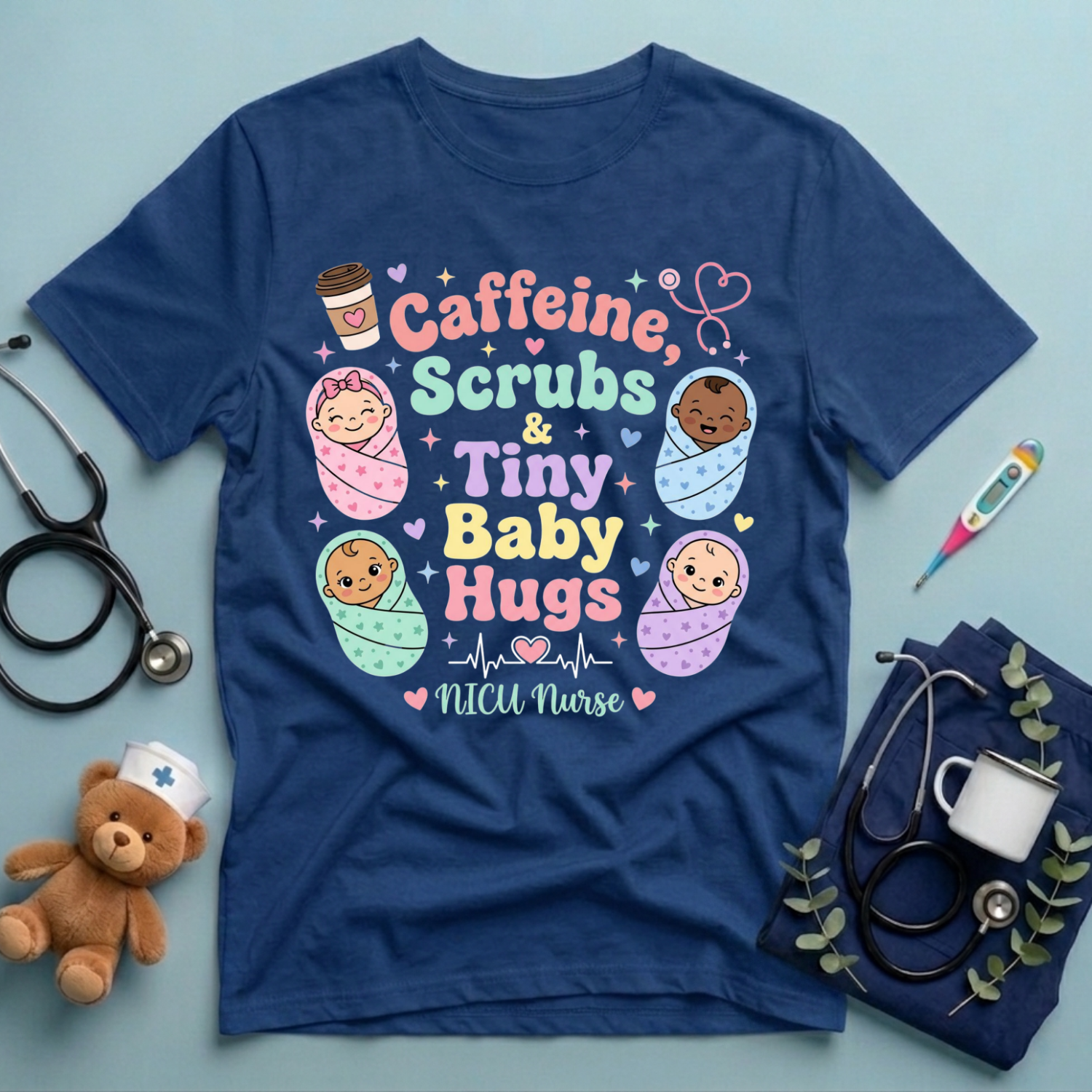 Coffee & Baby Hugs NICU Nurse T-Shirt