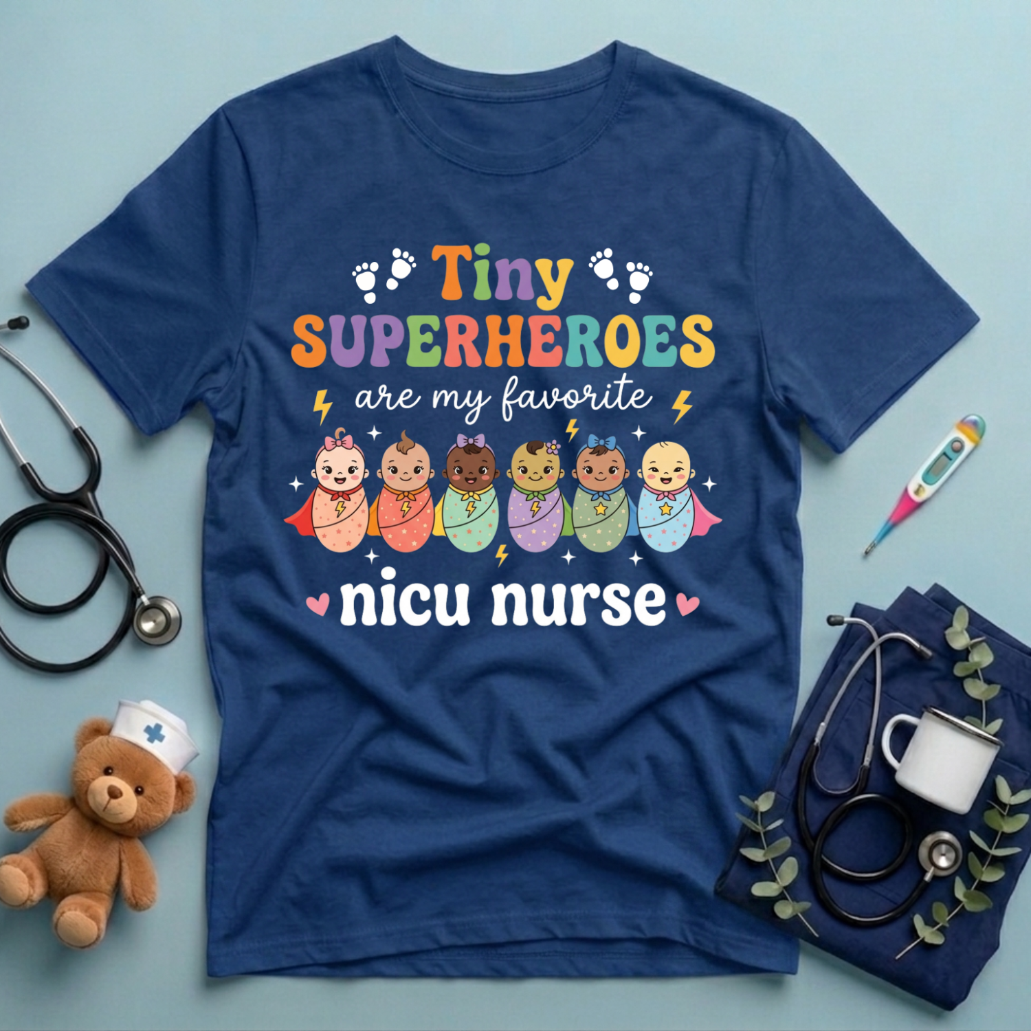 Tiny Superheroes NICU Nurse T-Shirt