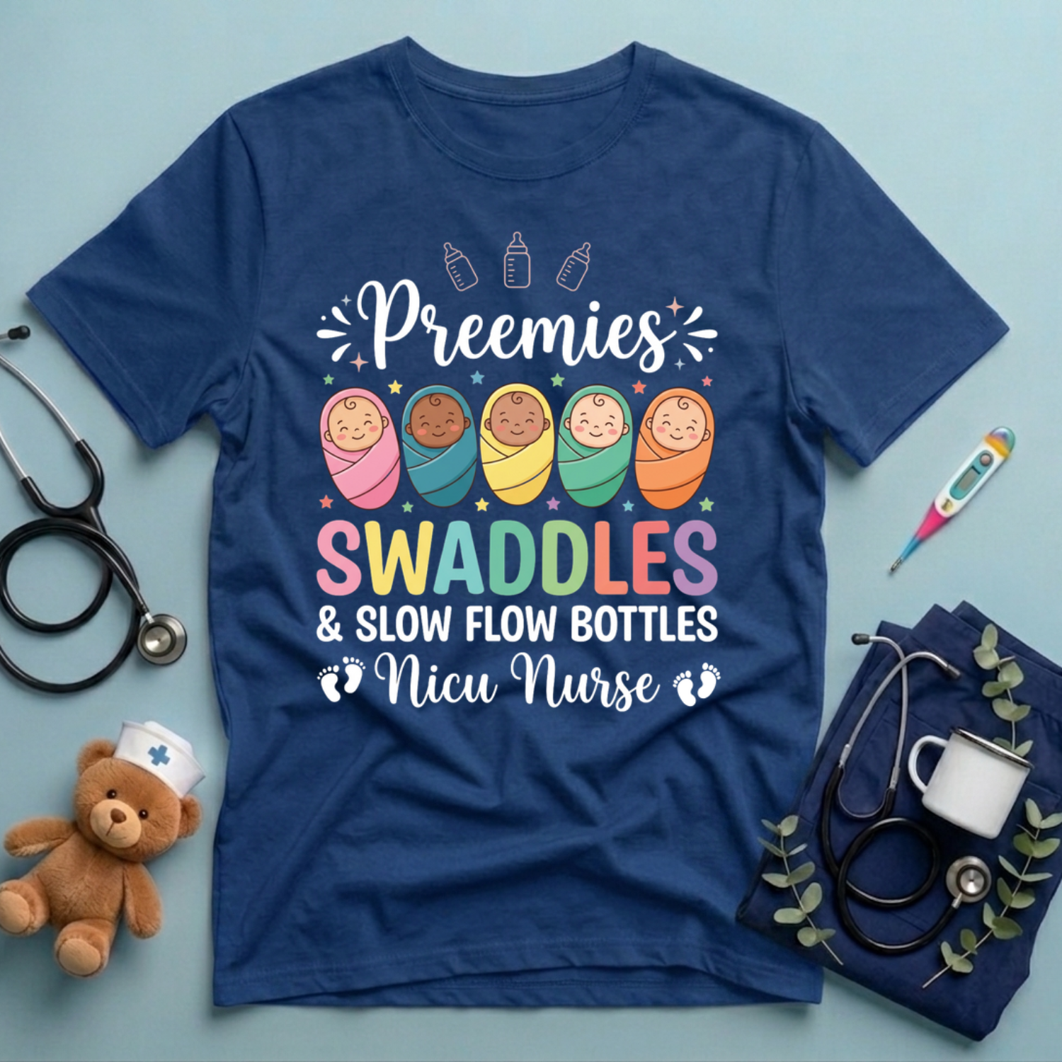 Preemies Swaddles NICU Nurse T-Shirt