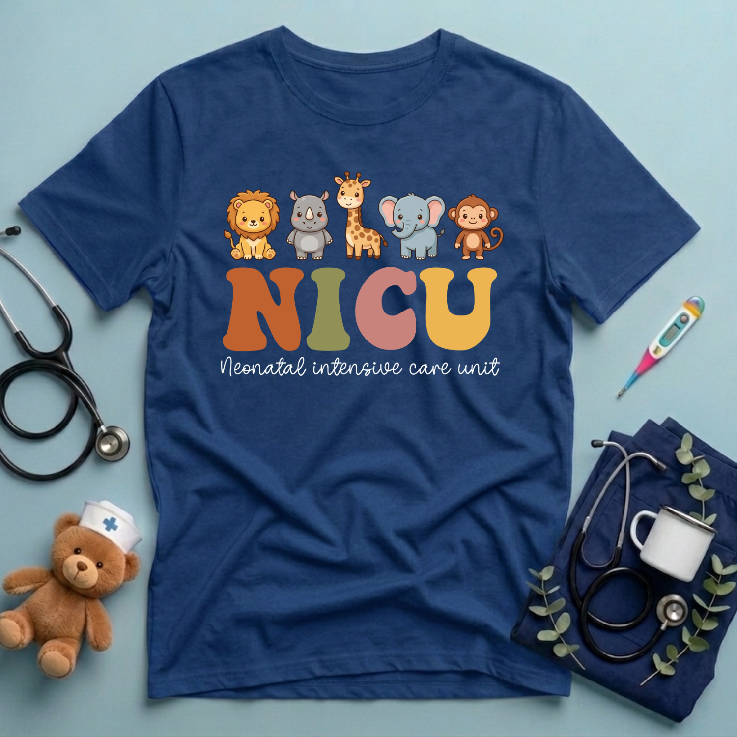 Cute Baby Animals NICU Nurse T-Shirt