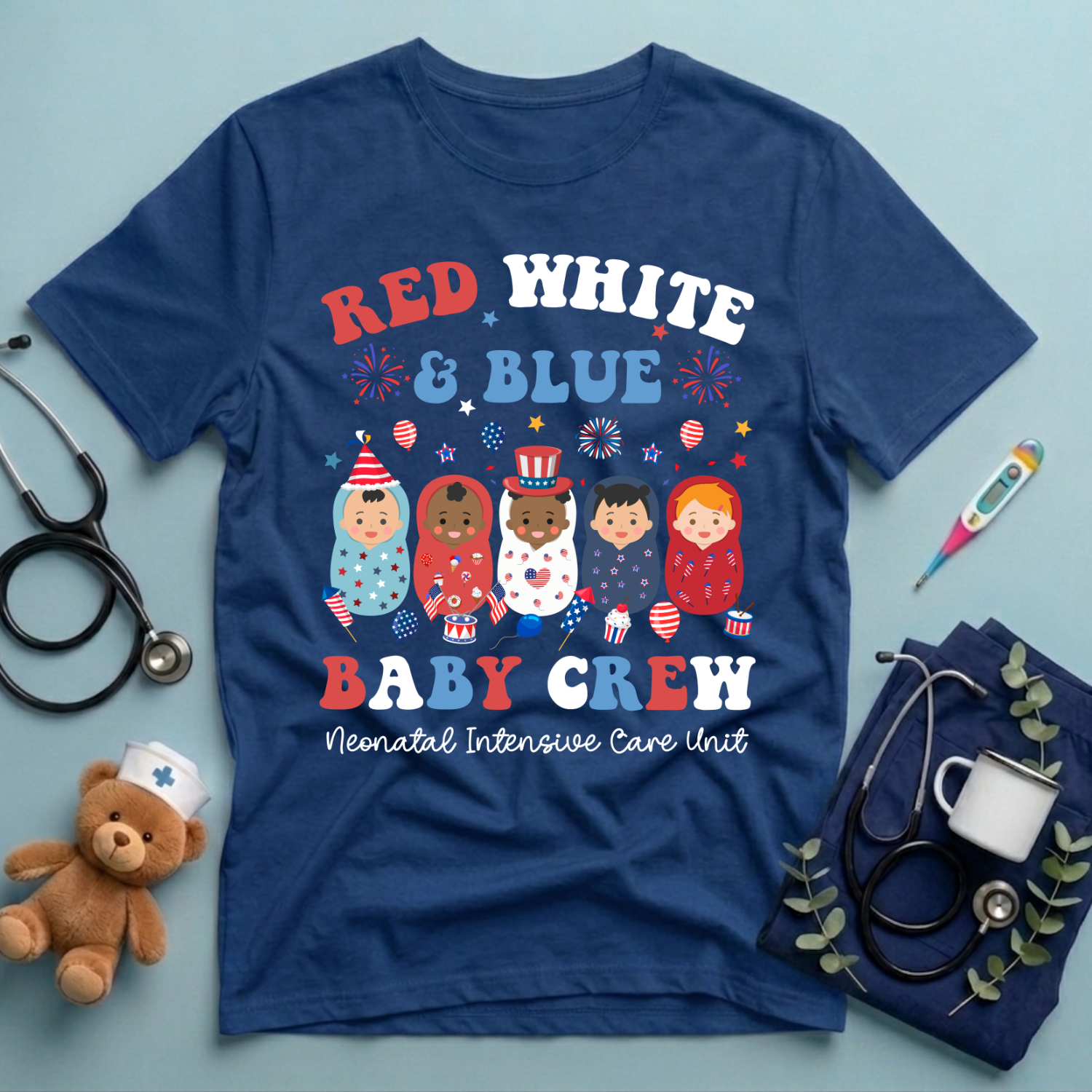 Red White Blue Baby Crew T-Shirt