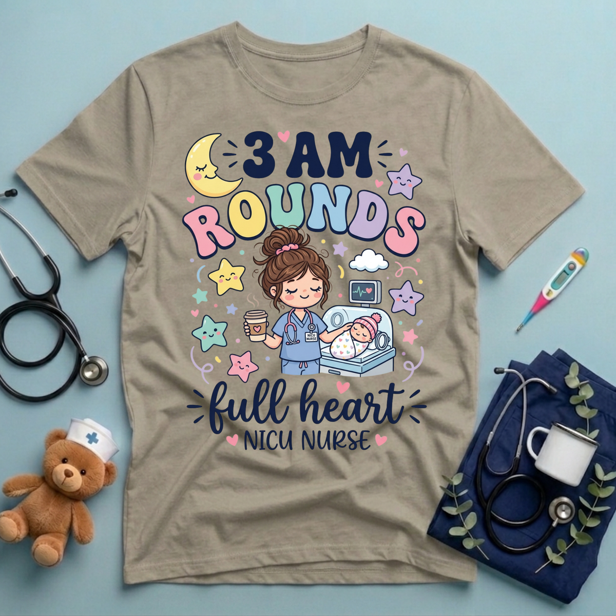 3 AM Rounds Full Heart NICU T-Shirt