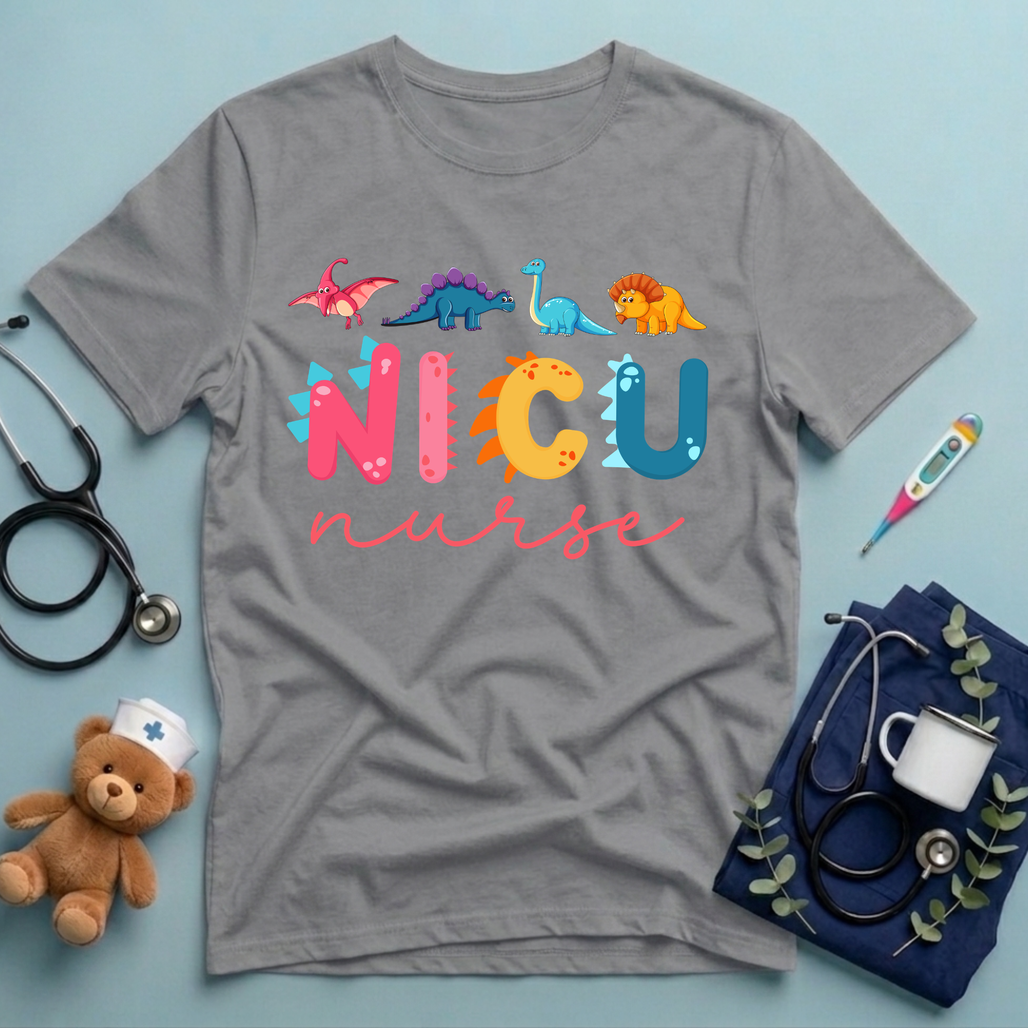 Cute NICU Nurse Dinosaur Shirt
