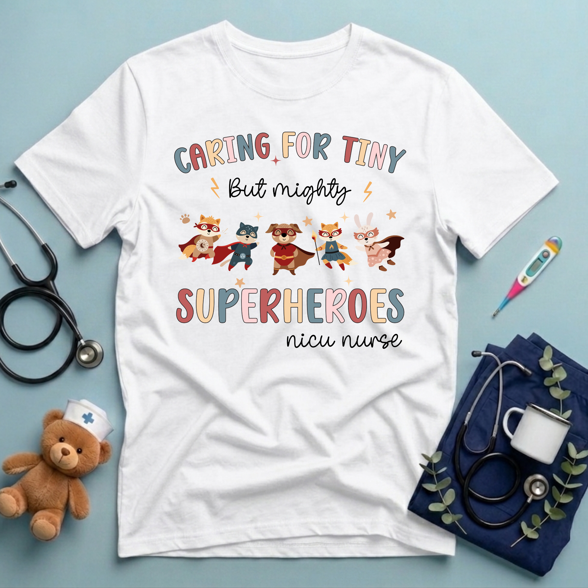 Caring For Superheroes Nicu Crew T-Shirt
