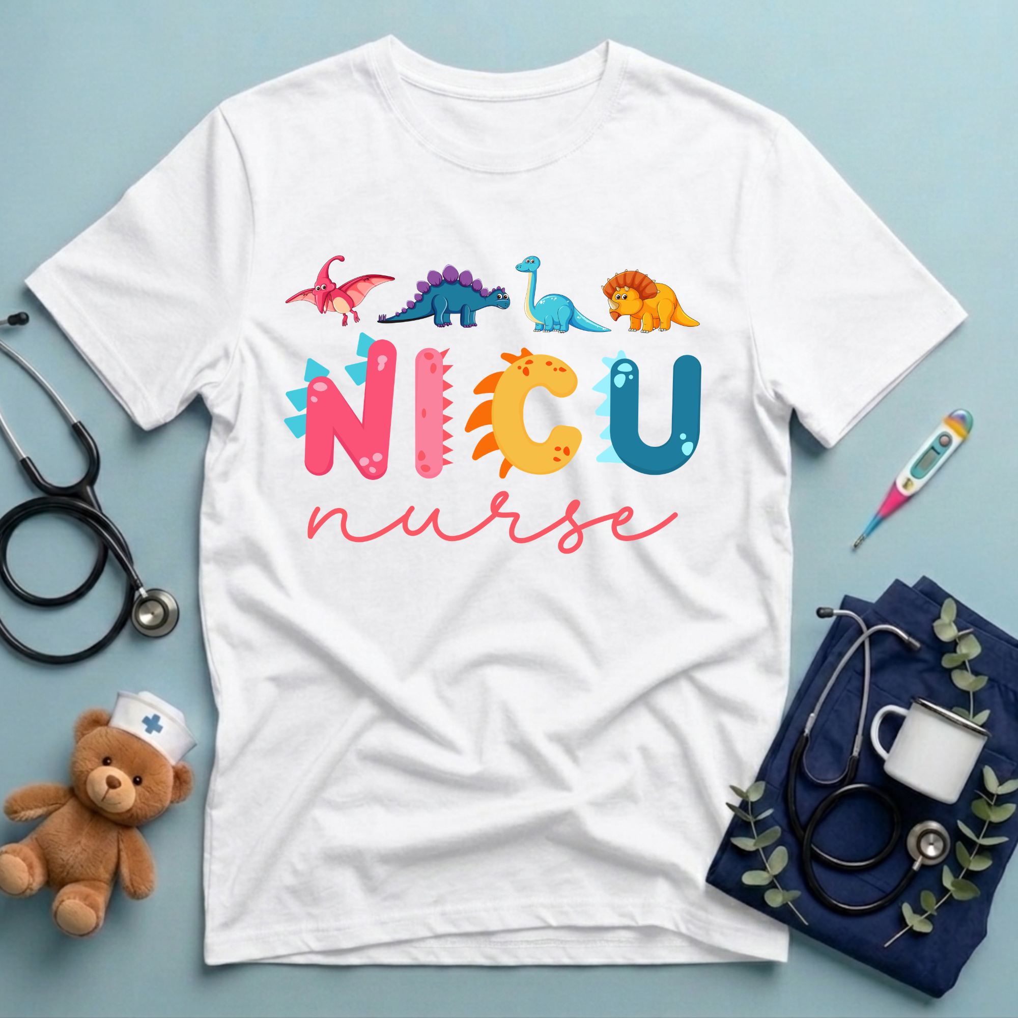 Cute NICU Nurse Dinosaur Shirt