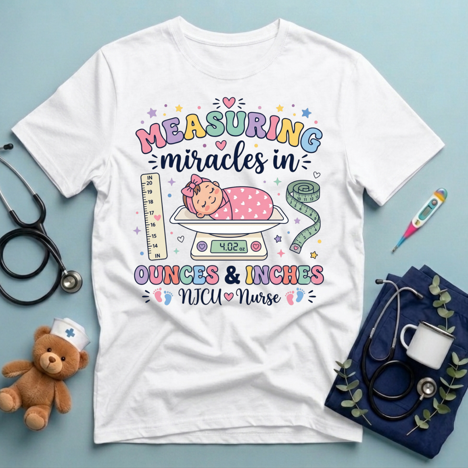 Measuring Miracles nicu nurse T-Shirt
